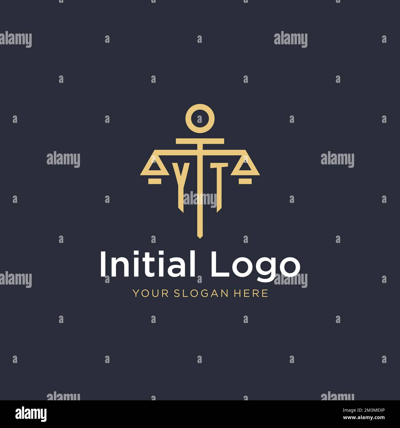 YT initial monogram logo with scale and pillar style design ideas Stock ...