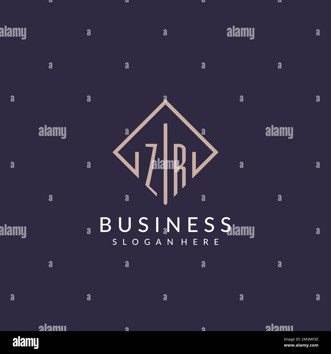 ZR initial monogram logo with rectangle style design ideas Stock Vector