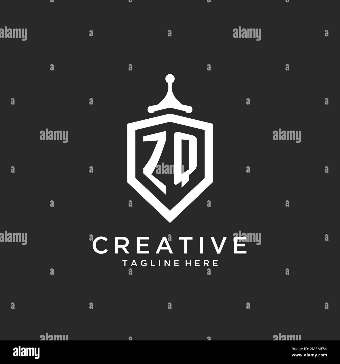 ZQ monogram logo initial with shield guard shape design ideas Stock ...