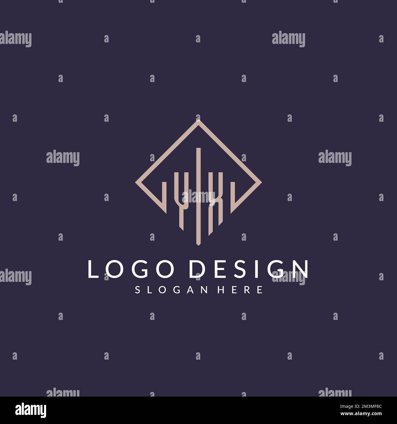 YX initial monogram logo with rectangle style design ideas Stock Vector