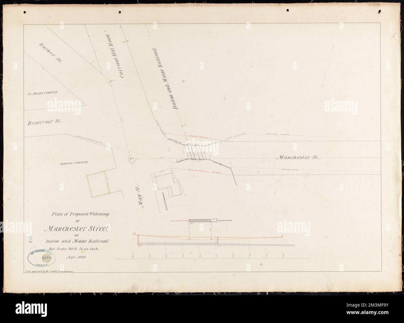 Plan Of Proposed Widening Of Manchester Street At Boston And Maine ...