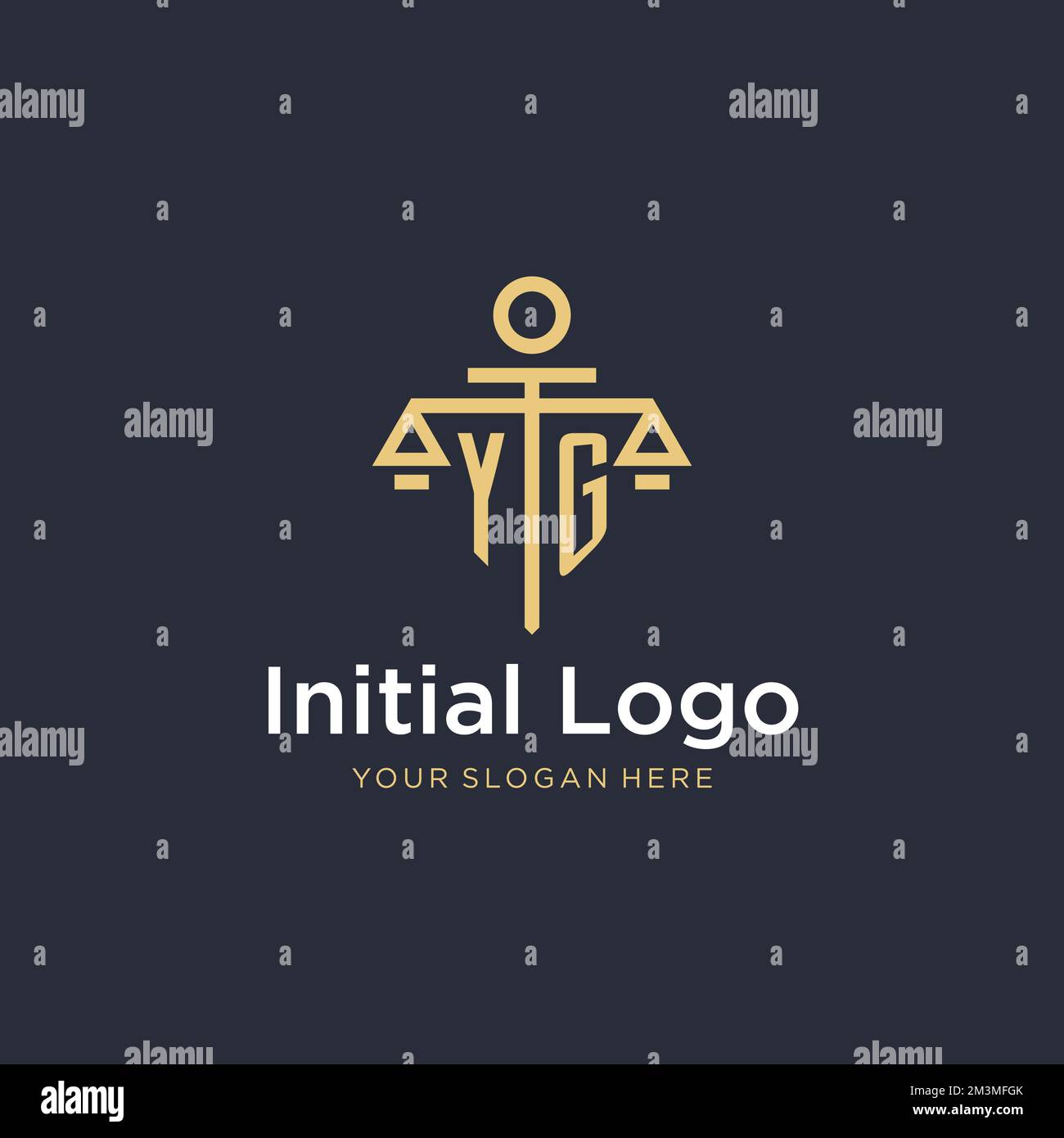YG initial monogram logo with scale and pillar style design ideas Stock ...