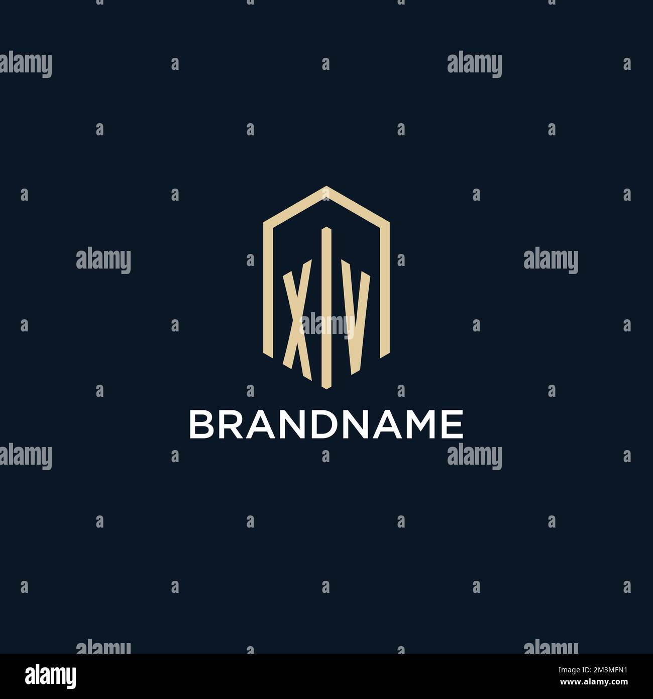 XV initial monogram logo with hexagonal shape style, real estate logo ...
