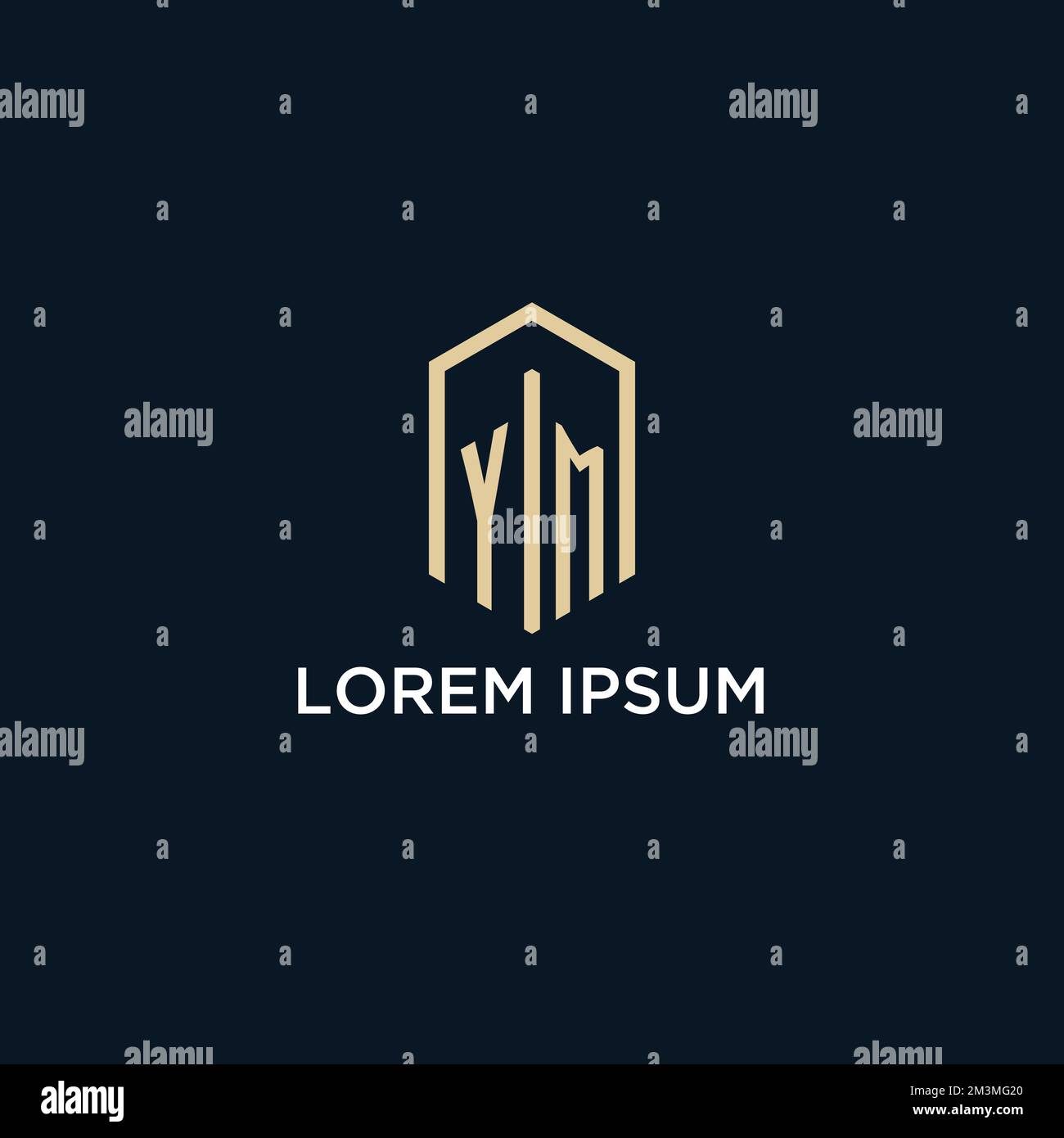 YM initial monogram logo with hexagonal shape style, real estate logo design ideas inspiration vector Stock Vector