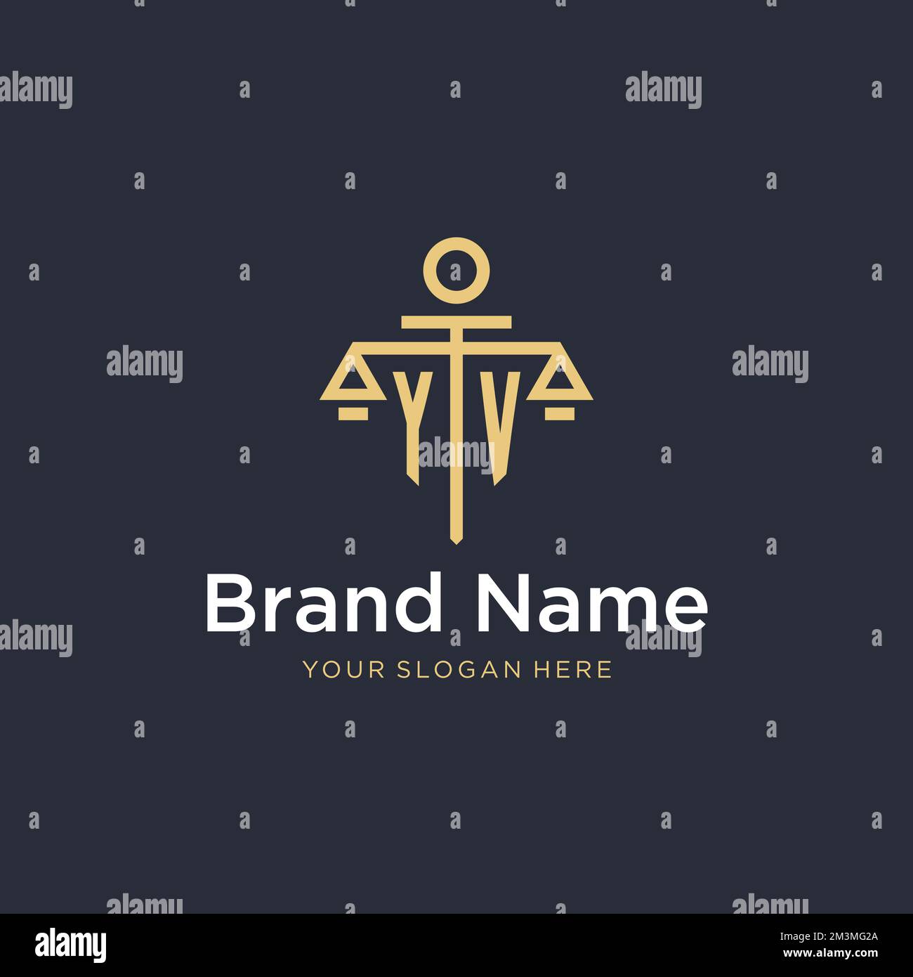 YV initial monogram logo with scale and pillar style design ideas Stock Vector