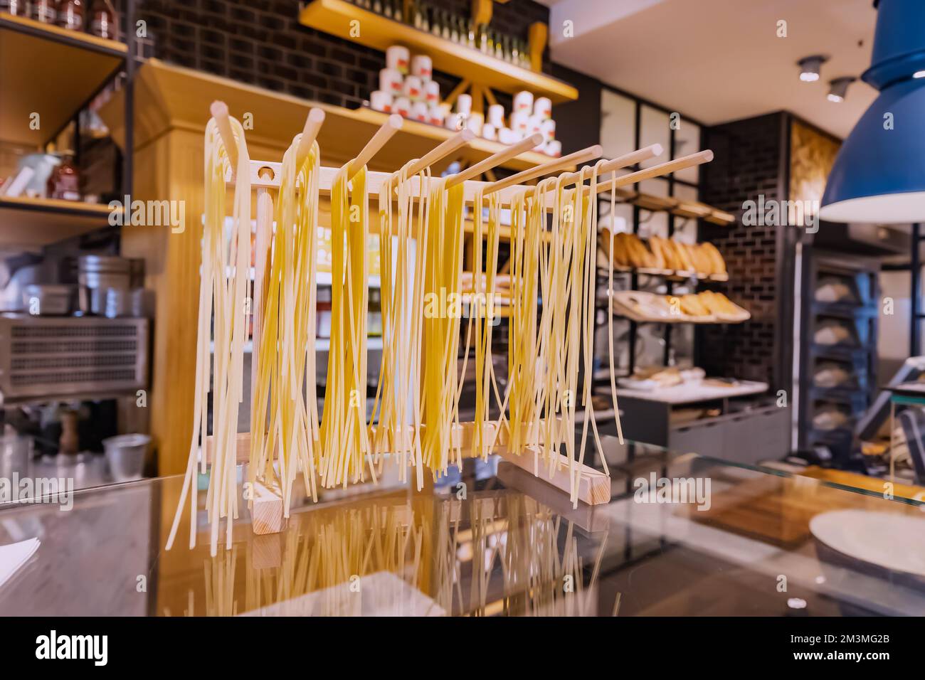 Vegan Spaghetti and pasta in the window of a grocery store or in a supermarket Stock Photo Alamy