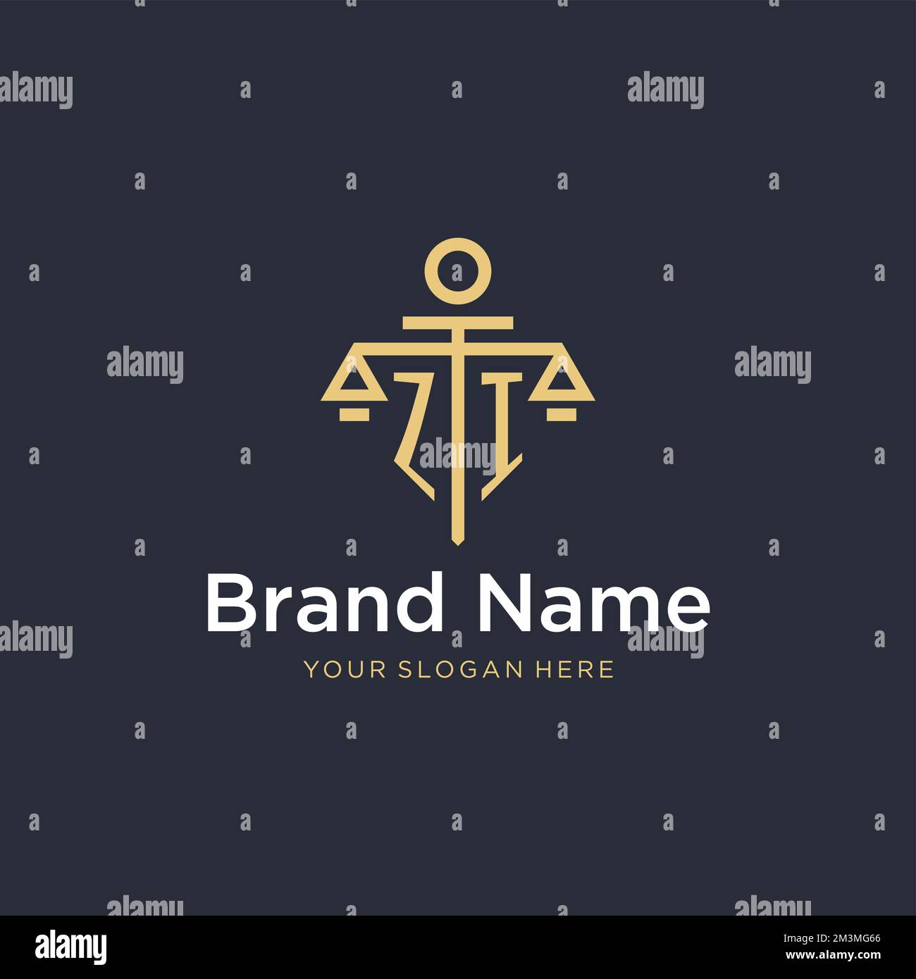 ZI initial monogram logo with scale and pillar style design ideas Stock ...