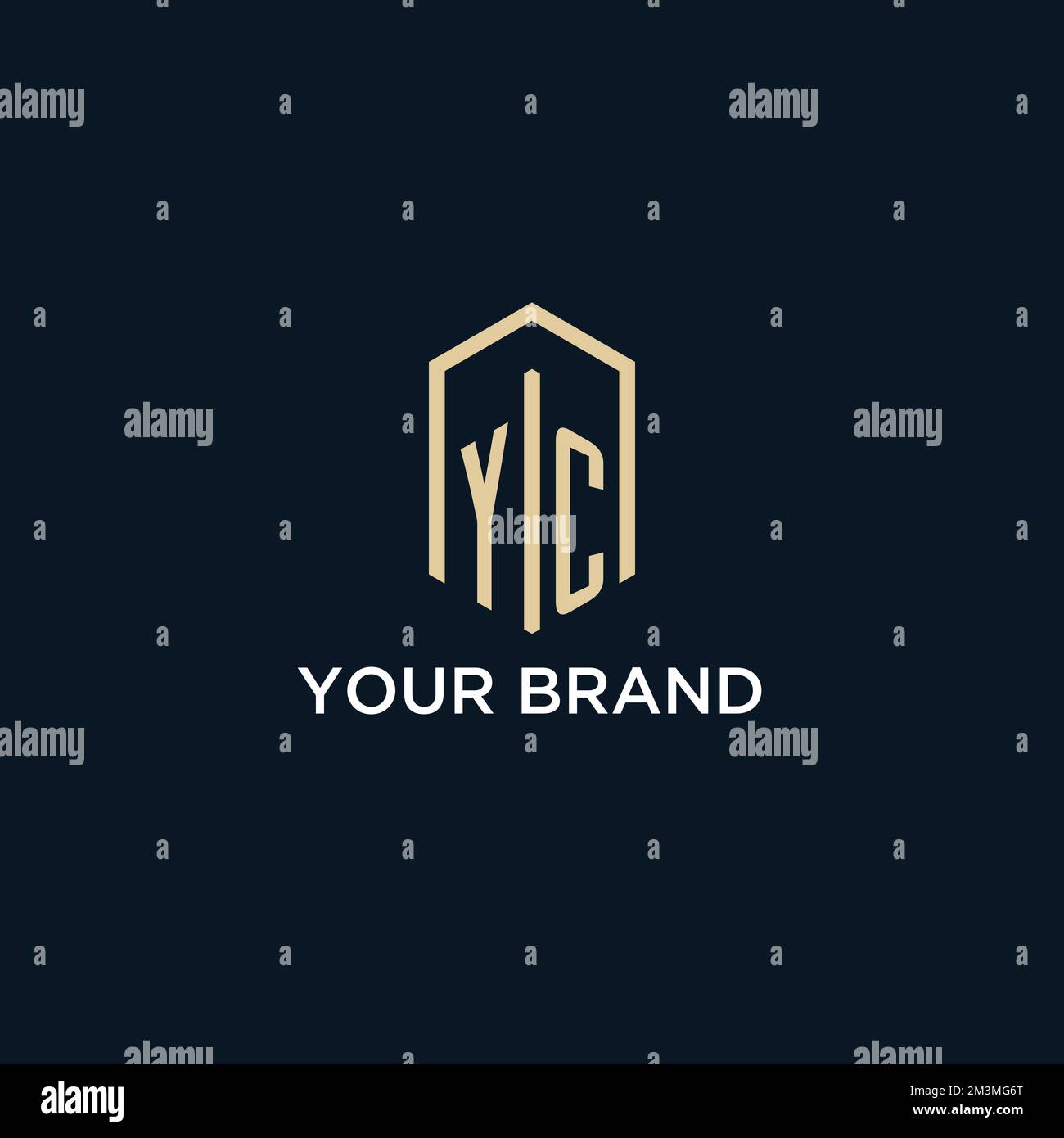 YC initial monogram logo with hexagonal shape style, real estate logo design ideas inspiration