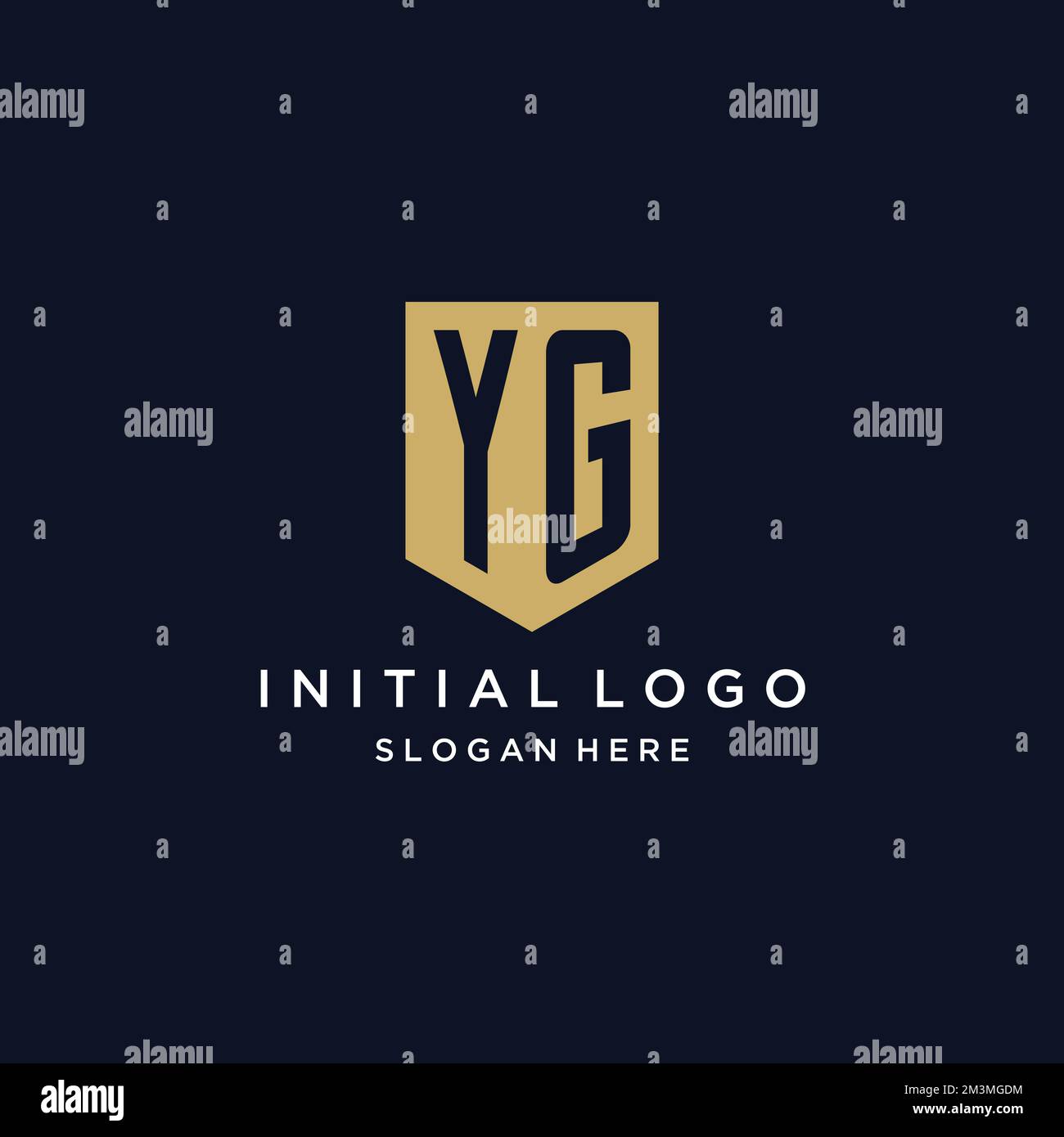 YG monogram initials logo design with shield icon template Stock Vector