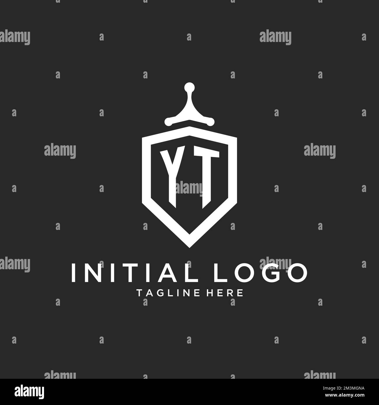 YT monogram logo initial with shield guard shape design ideas Stock Vector