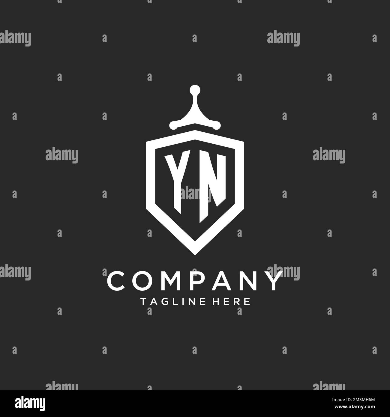 YN monogram logo initial with shield guard shape design ideas Stock Vector