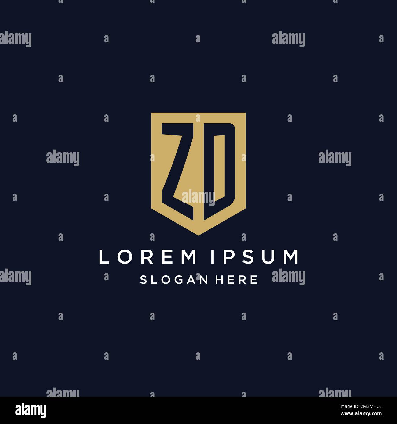 ZD monogram initials logo design with shield icon template Stock Vector