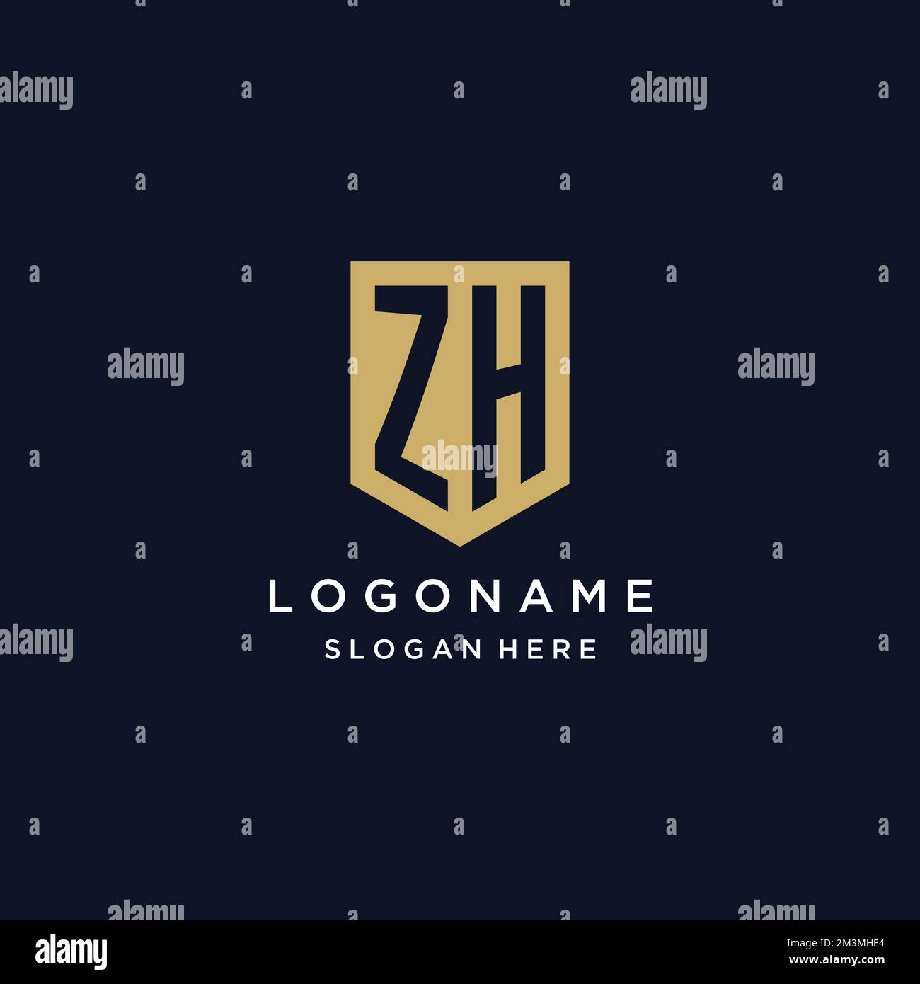 Zh Monogram Initials Logo Design With Shield Icon Template Stock Vector Zh Monogram Initials Logo Design With Shield Icon Template Stock Vector