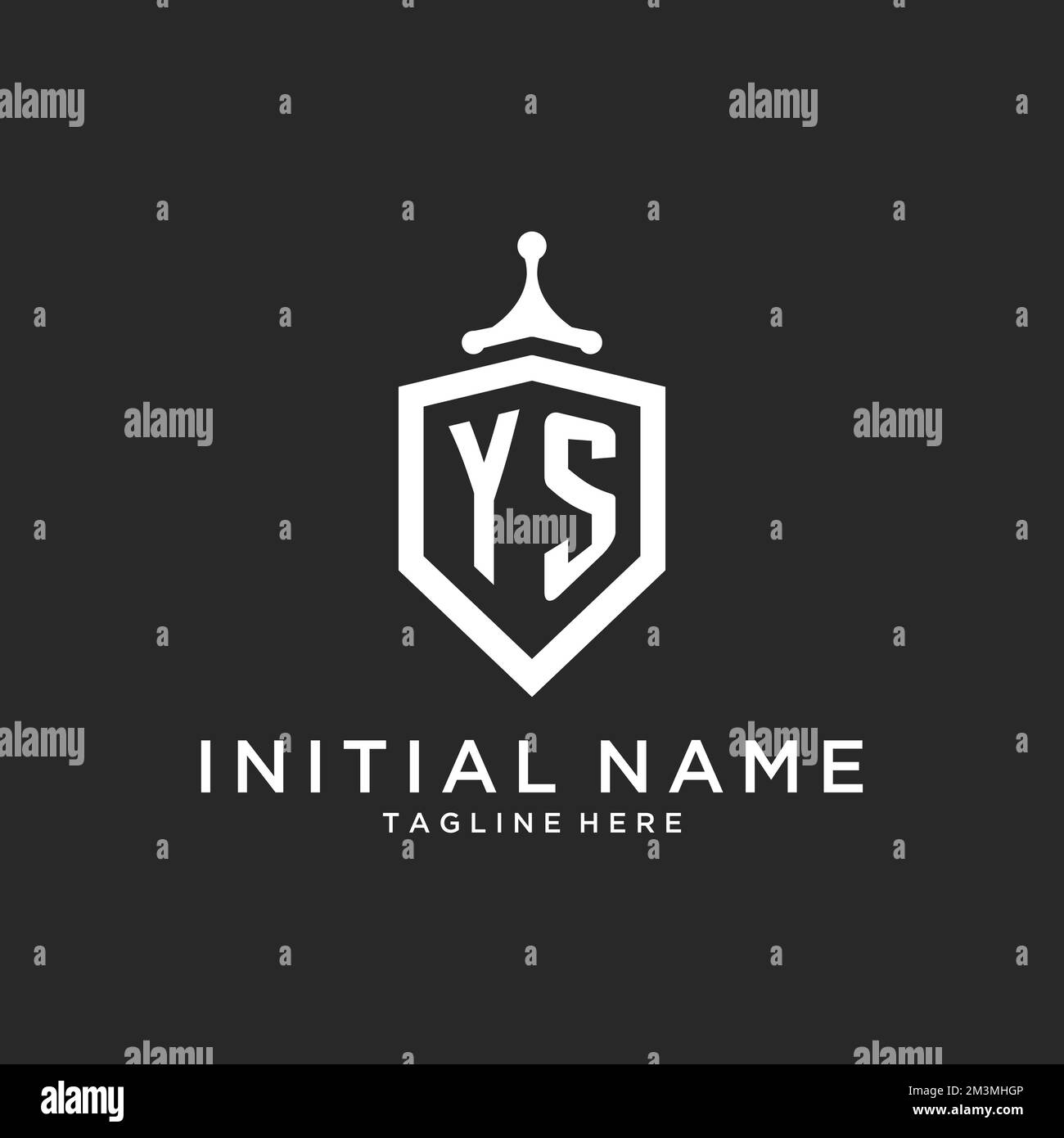 YS monogram logo initial with shield guard shape design ideas Stock Vector