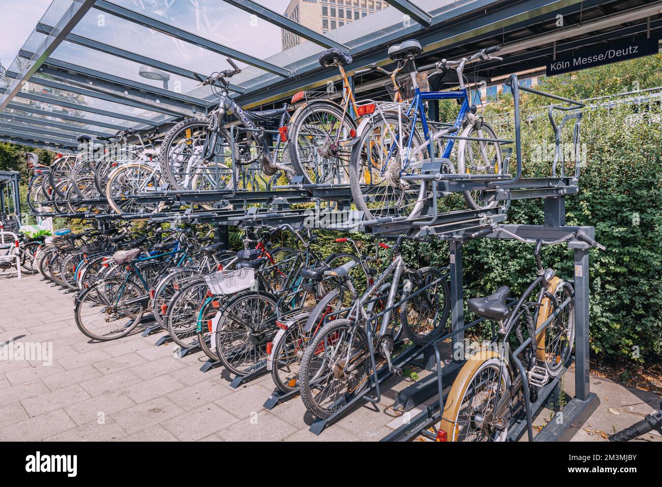 Twostorey intercept parking for bicycles near the city transport hub