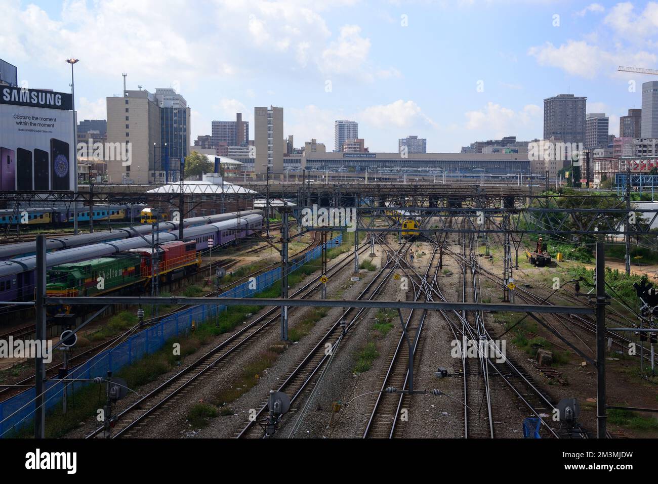 An aerial shot of a metrorail infrastructure at Johannesburg, South