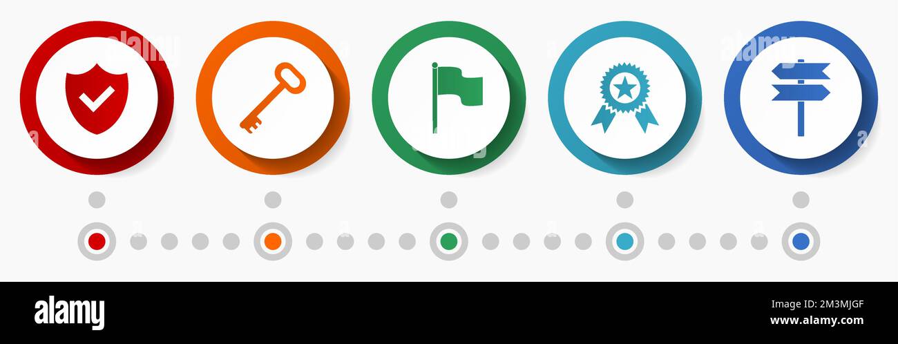 Iinternet symbols vector icon set, flat design colorful buttons, infographic template Stock Vector
