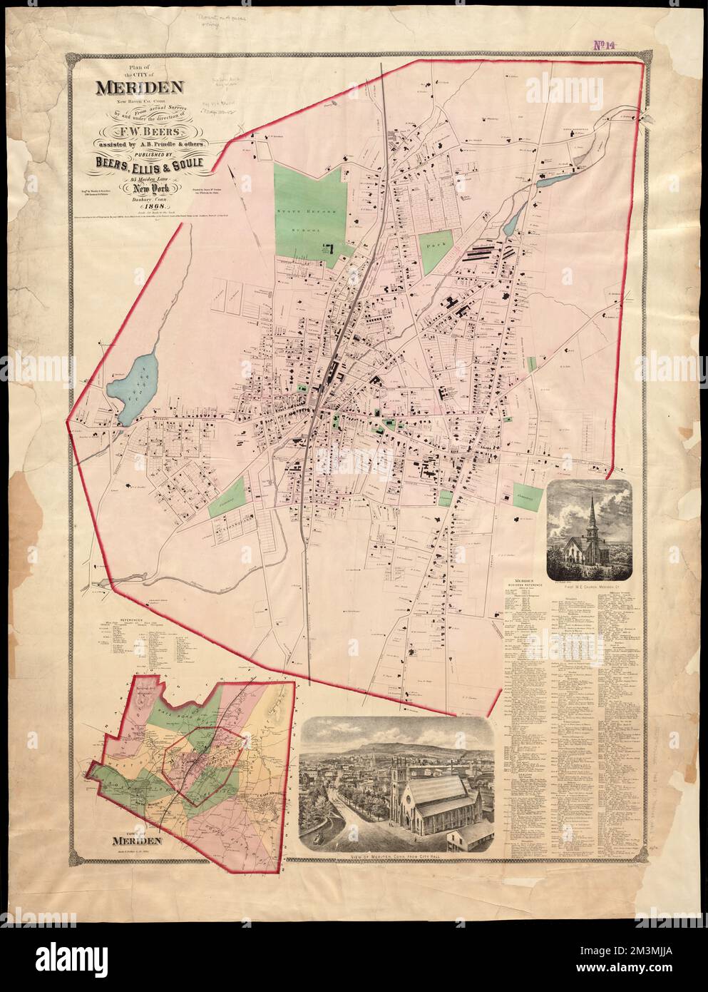 Plan of the city of Meriden, New Haven Co., Conn. from actual surveys , Real property