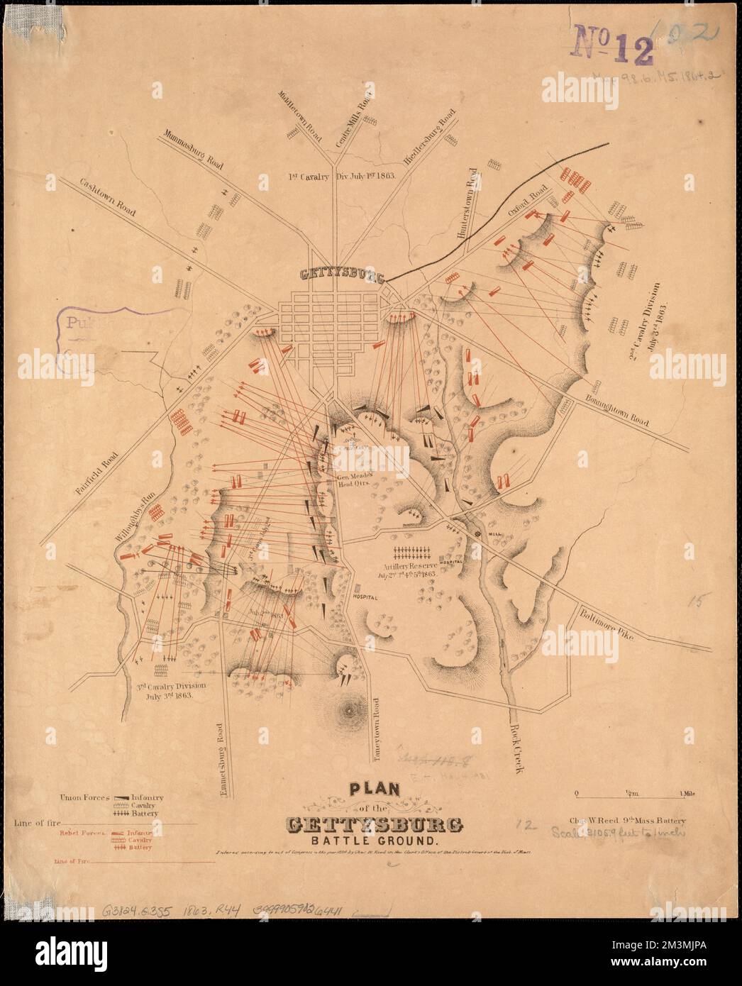 Plan Of The Gettysburg Battle Ground , Gettysburg, Battle Of ...