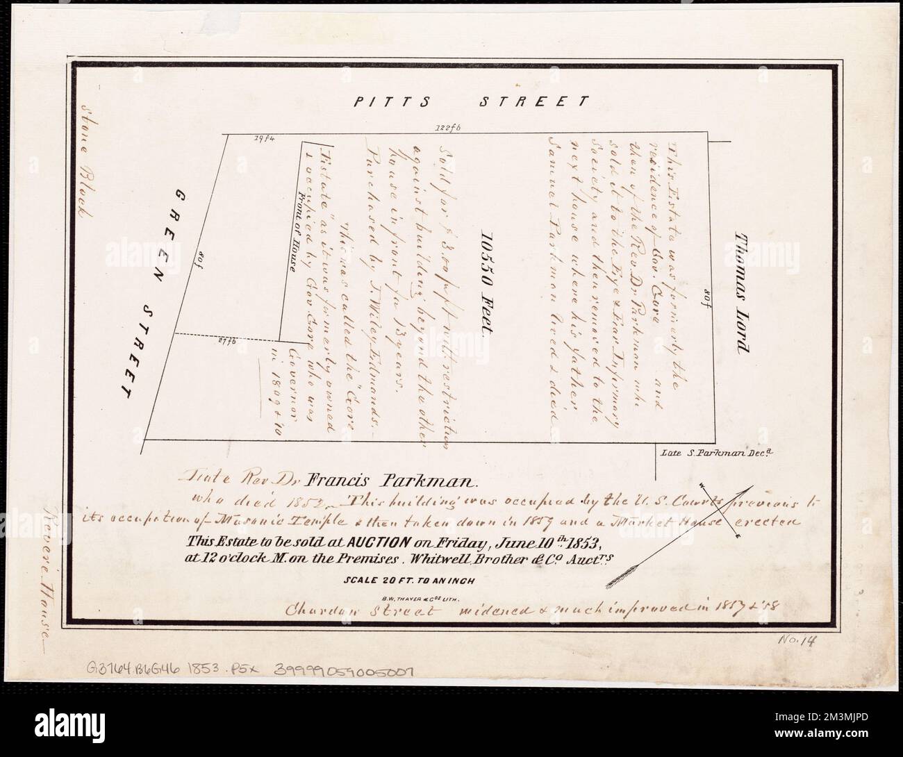 [Plan of the Gore Estate at the corner of Pitts and Green streets