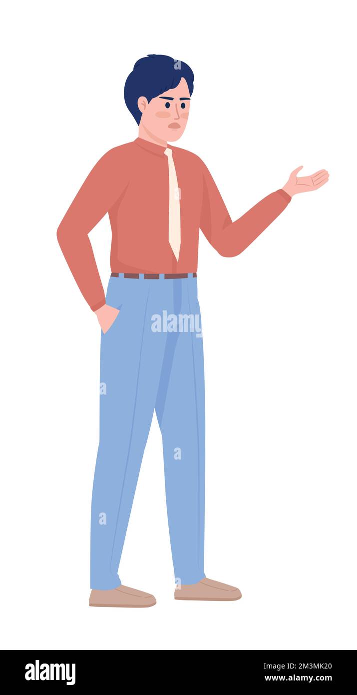 Arguing employee semi flat color vector character Stock Vector