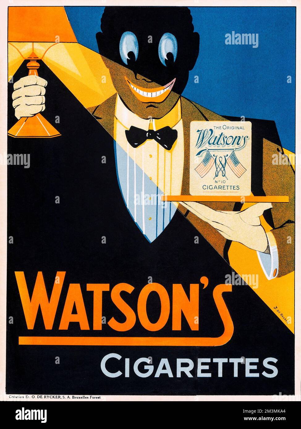 Watson's Cigarettes (c.1920s). Belgian Advertising Poster - J. DE Becker Artwork Stock Photo