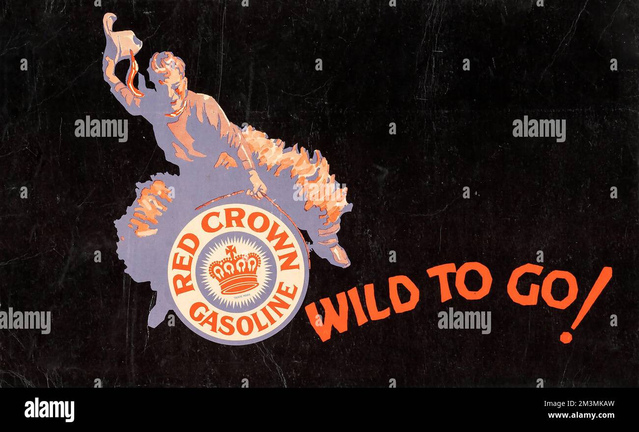 Red Crown Gasoline (1930s). Advertising Poster Stock Photo