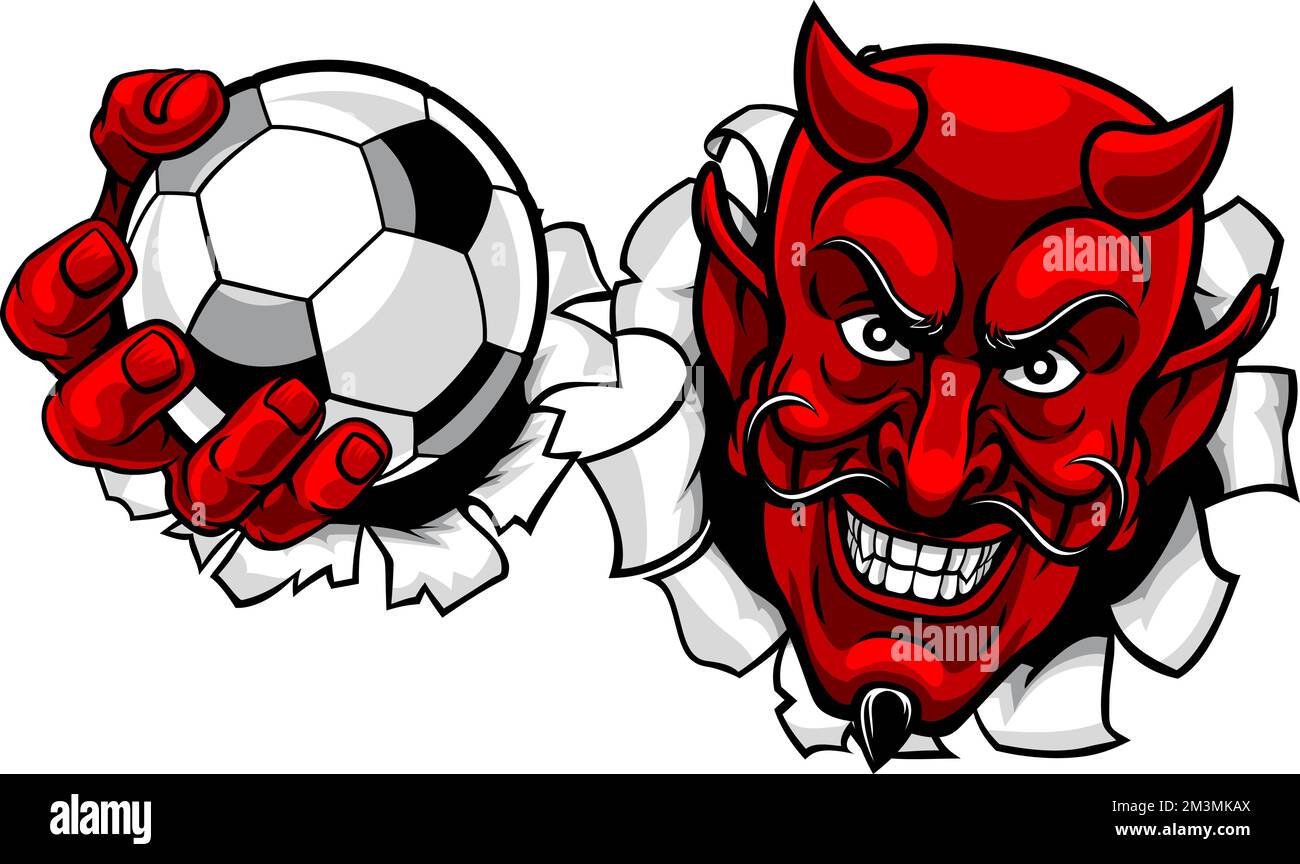 Devil Soccer Football Ball Sports Mascot Cartoon Stock Vector Image