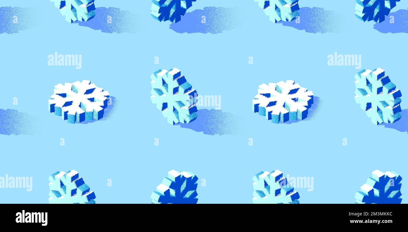 Snowflake Texture 3d Christmas seamless pattern with 3D snowflakes drawn with dotwork grainy ...