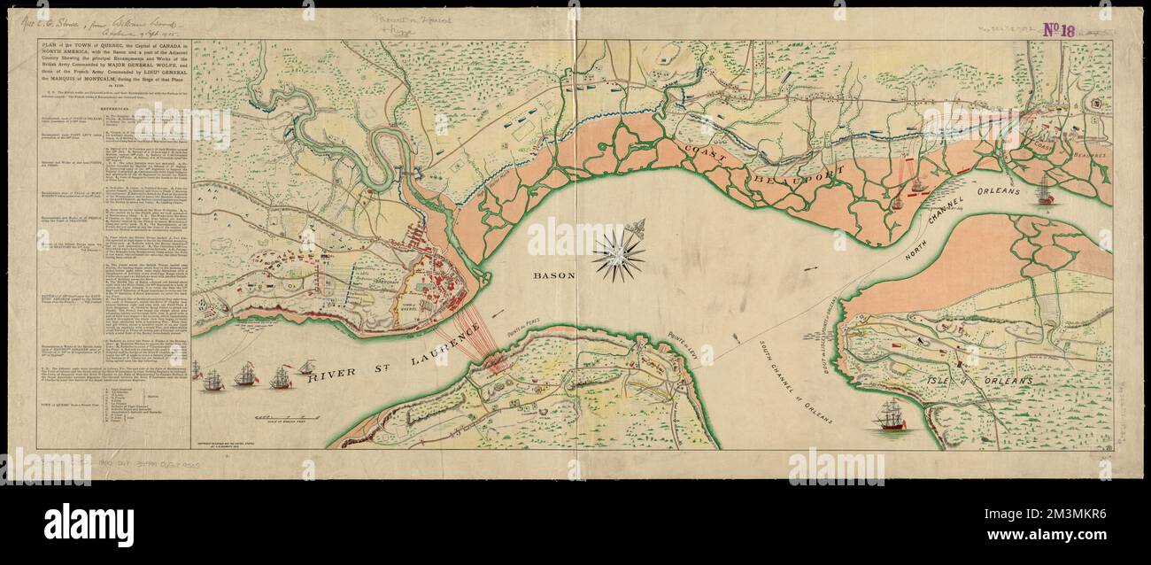 Plan of the town of Quebec the - Plan Of The Town Of Quebec The Capital Of Canada In North America With The Bason And A Part Of The Adjacent Country Shewing The Principal Encampments And Works Of The British Army Commanded By Major General Wolfe And Those Of The French Army Commanded By Lieut General The Marquis Of Montcalm During The Siege Of That Place In 1759 Quebec Campaign Quebec 1759 Maps Quebec Quebec Maps United States History French And Indian War 1754 1763 Maps Norman B Leventhal Map Center Collection 2M3MKR6 