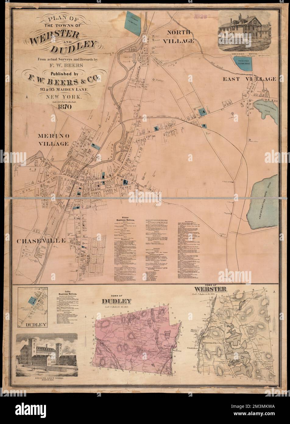 Plan of the towns of Webster and Dudley : from actual surveys and 