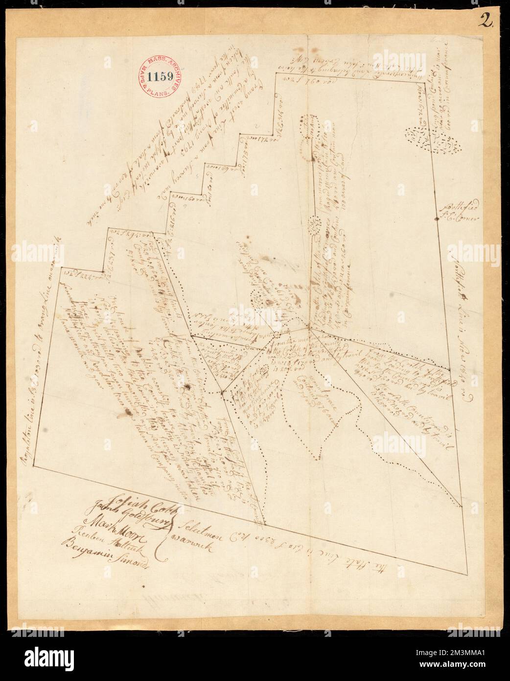Plan of Warwick, surveyor's name not given, dated November 1794. ,. Massachusetts. Office of the Secretary of State Stock Photo