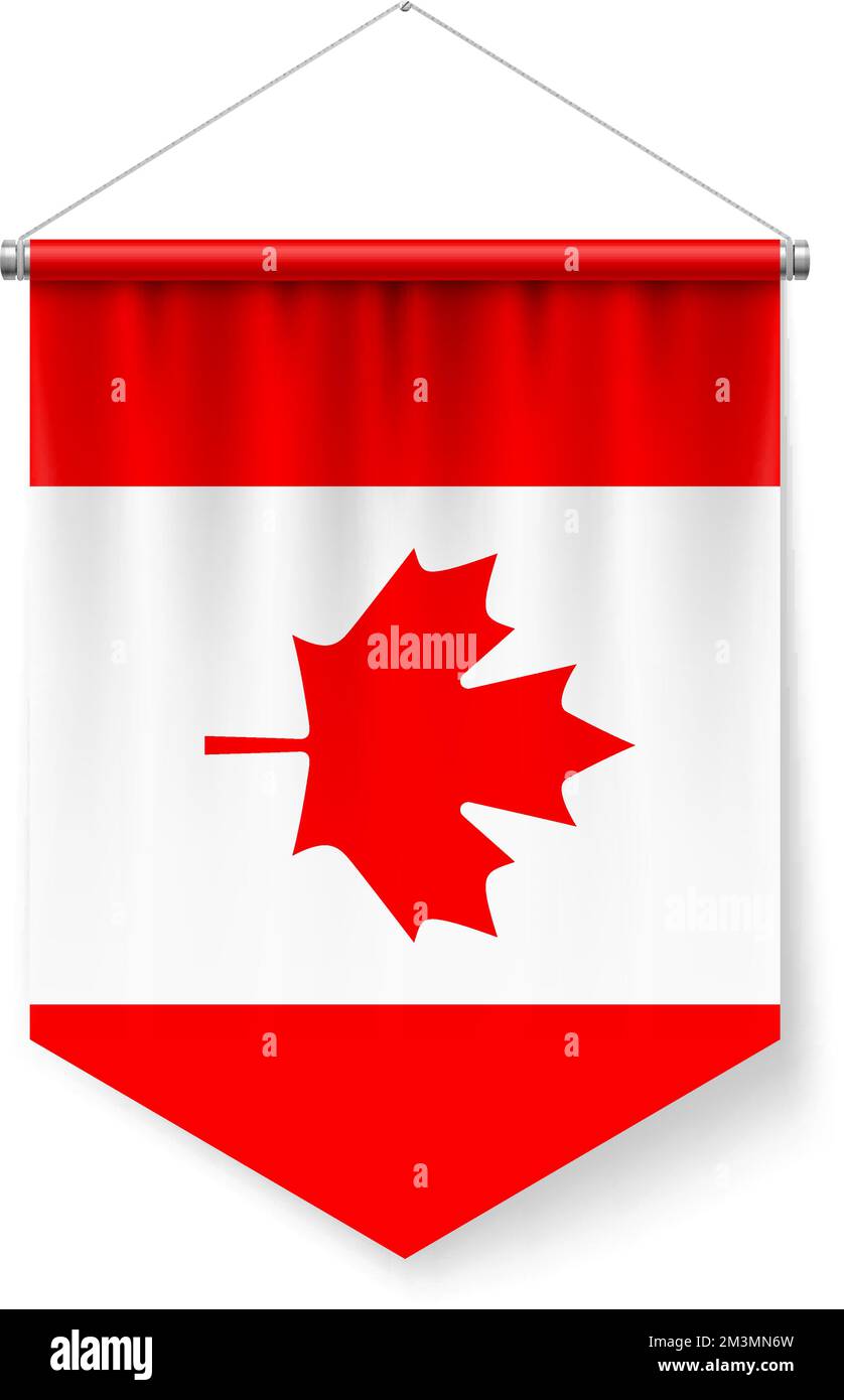 Vertical Pennant Flag of Canada as Icon on White with Shadow Effects