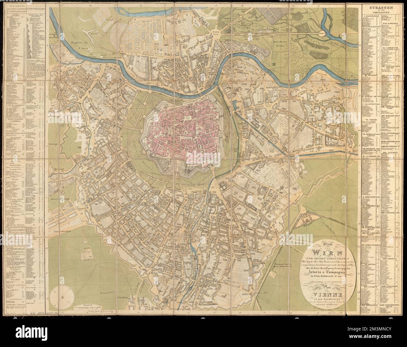 Plan von Wien und dessen vorstädten mit angabe aller haus nummern und den  in neuester zeit vorgenomenen verschönerungen nach dem original plan - Plan  de Vienne et ses fauxbourgs avec les numeros