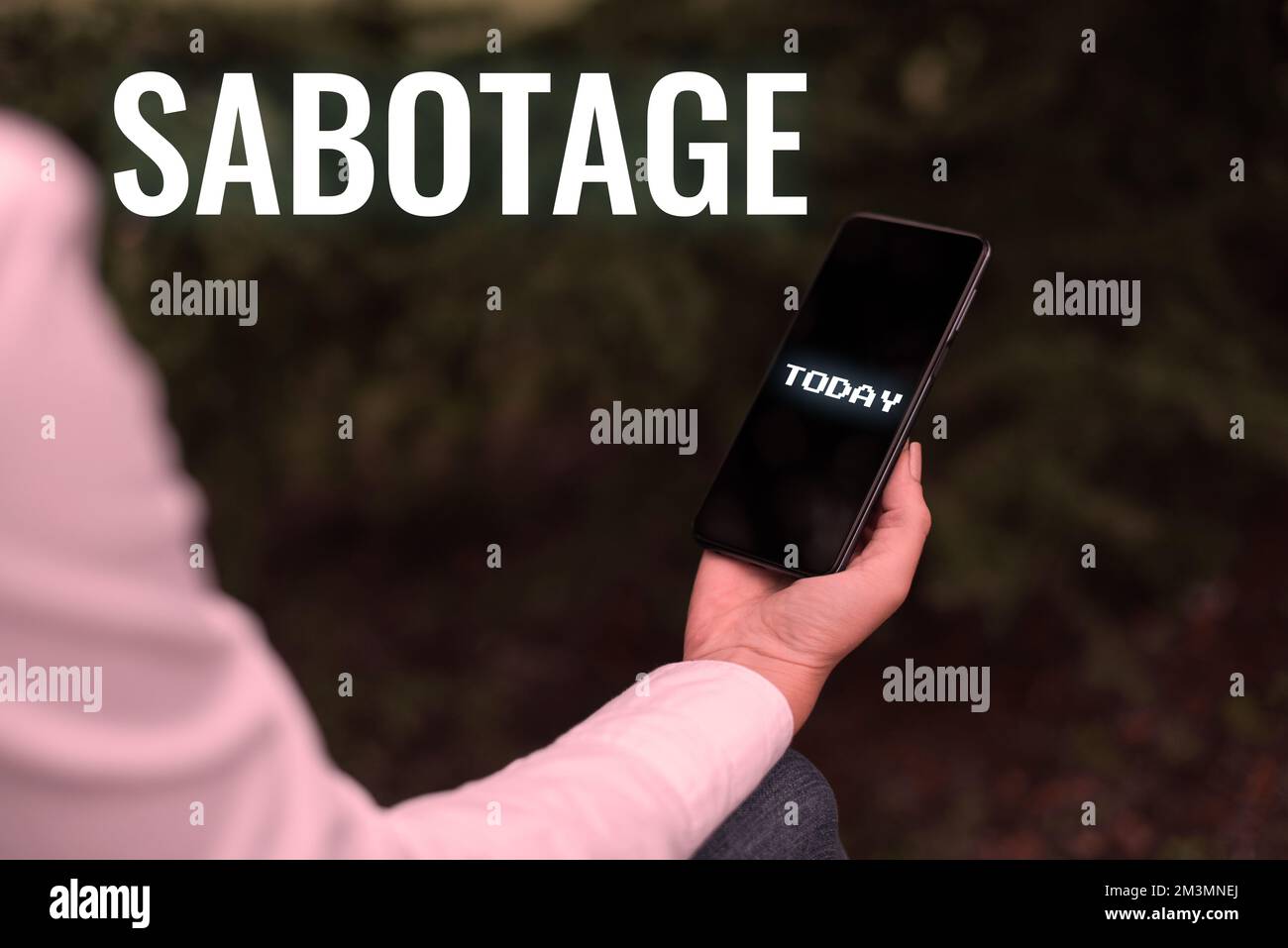 Text sign showing Sabotage. Word for destruction of an employer's tools ...
