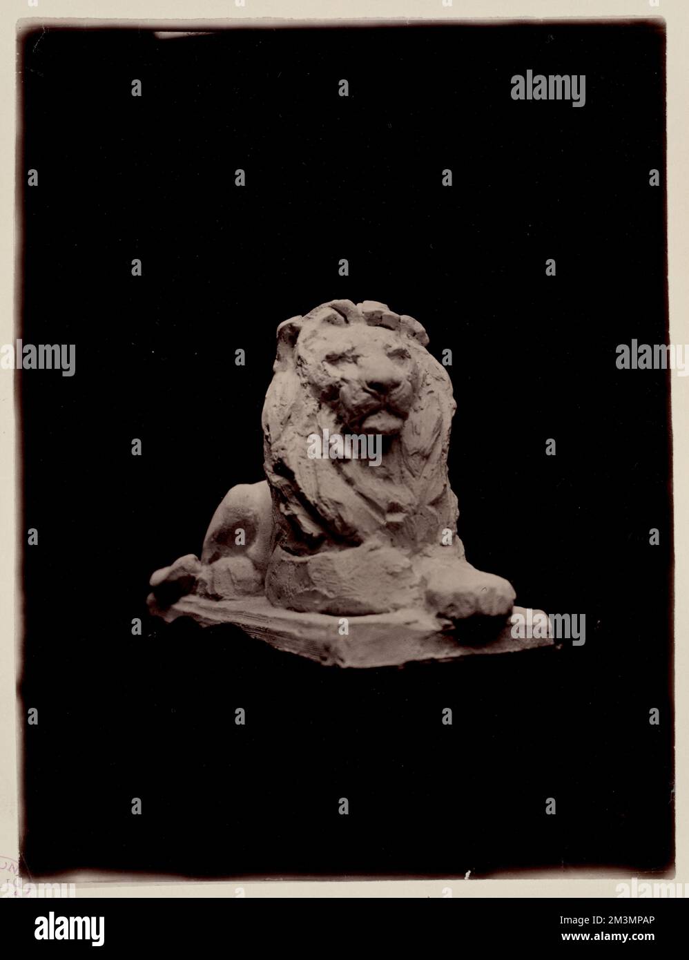 Plaster model of Louis Saint Gaudens lion statue, front view , Public