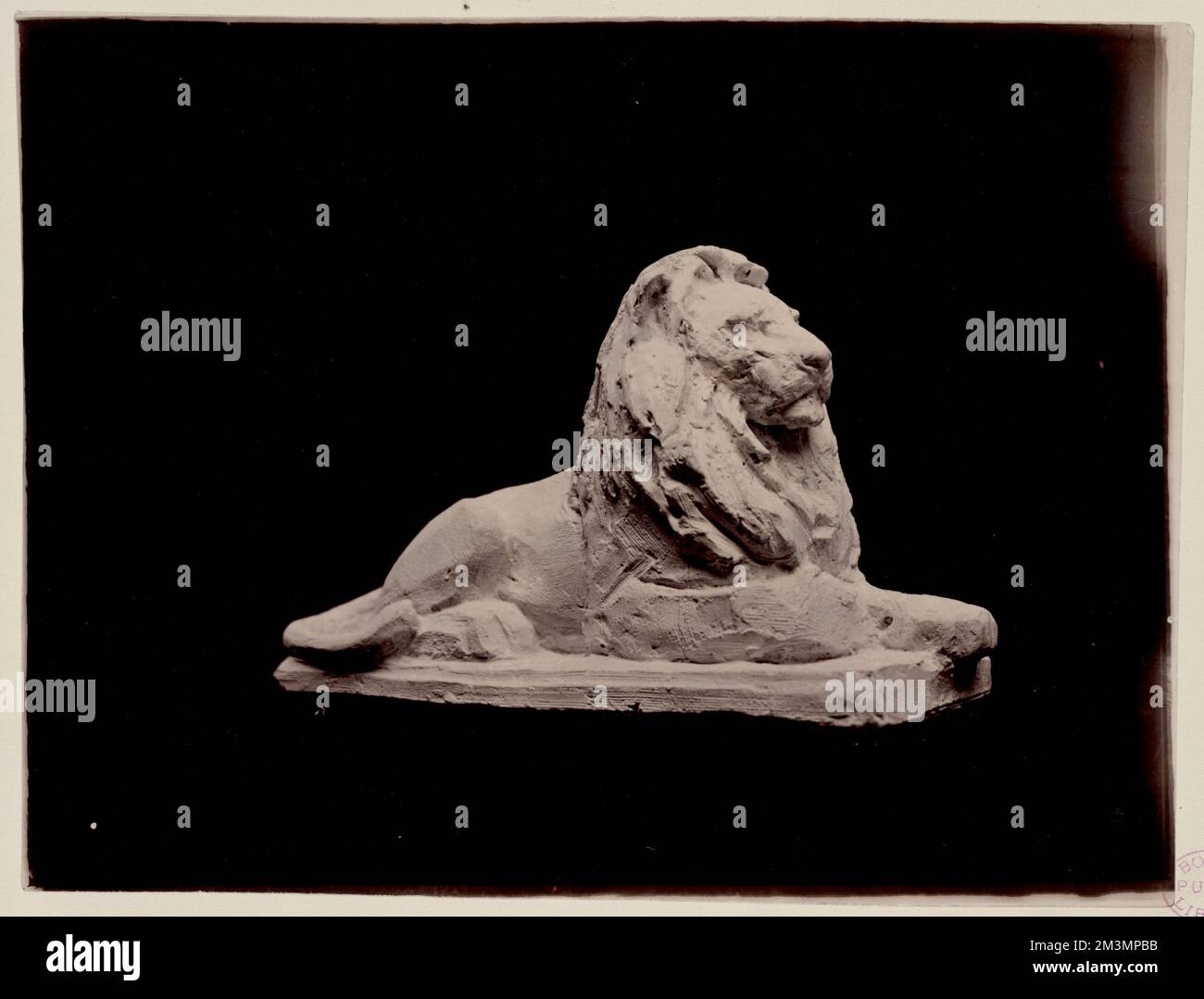 Plaster model of Louis Saint Gaudens lion statue, side view , Public