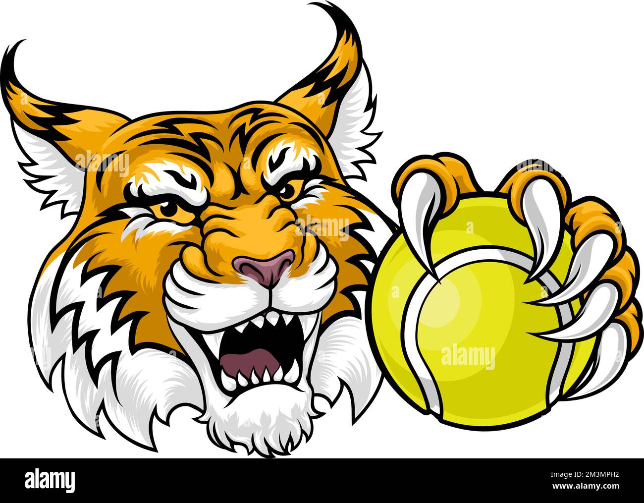 Wildcat Bobcat Tennis Ball Animal Team Mascot Stock Vector