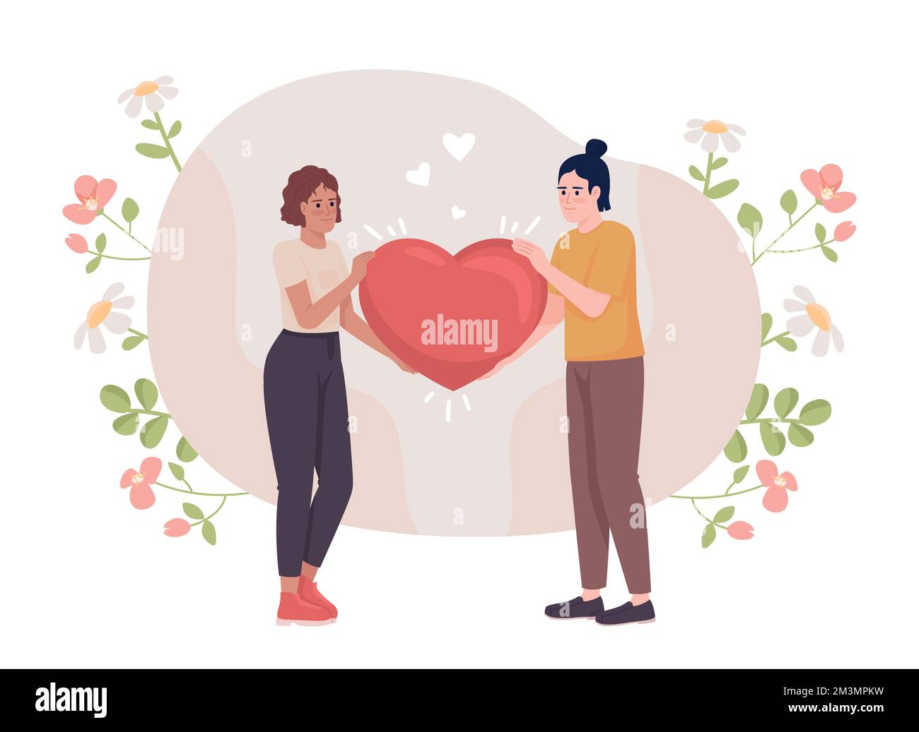 Supportive relationship flat concept vector illustration Stock Vector