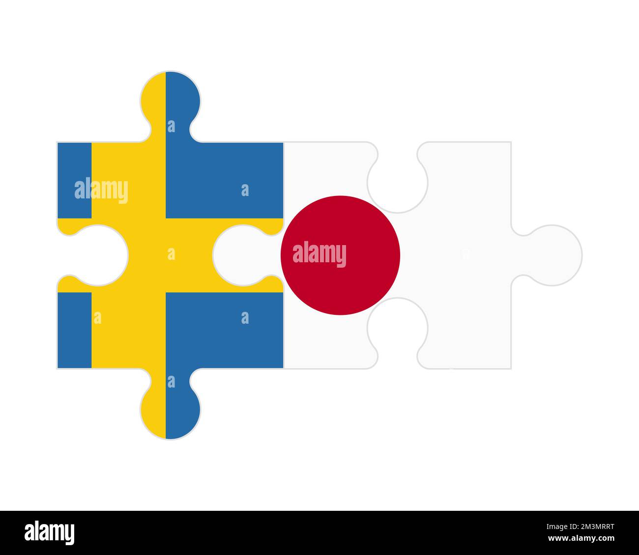 Connected puzzle of flags of Sweden and Japan, vector Stock Vector