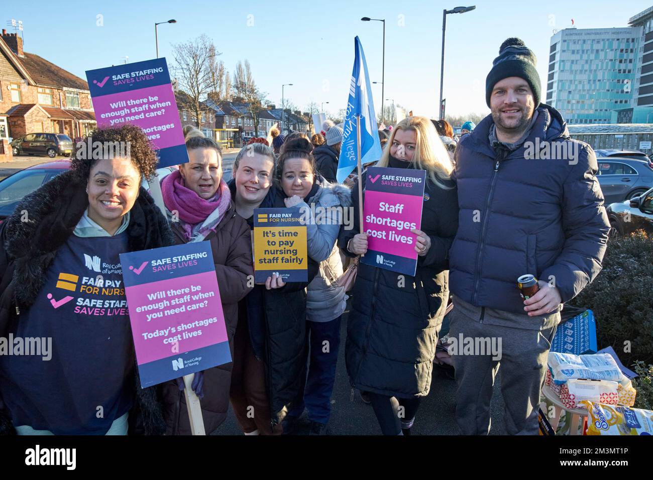 Nurses on the picket line during strike day outside aintree university hospital fazakerley