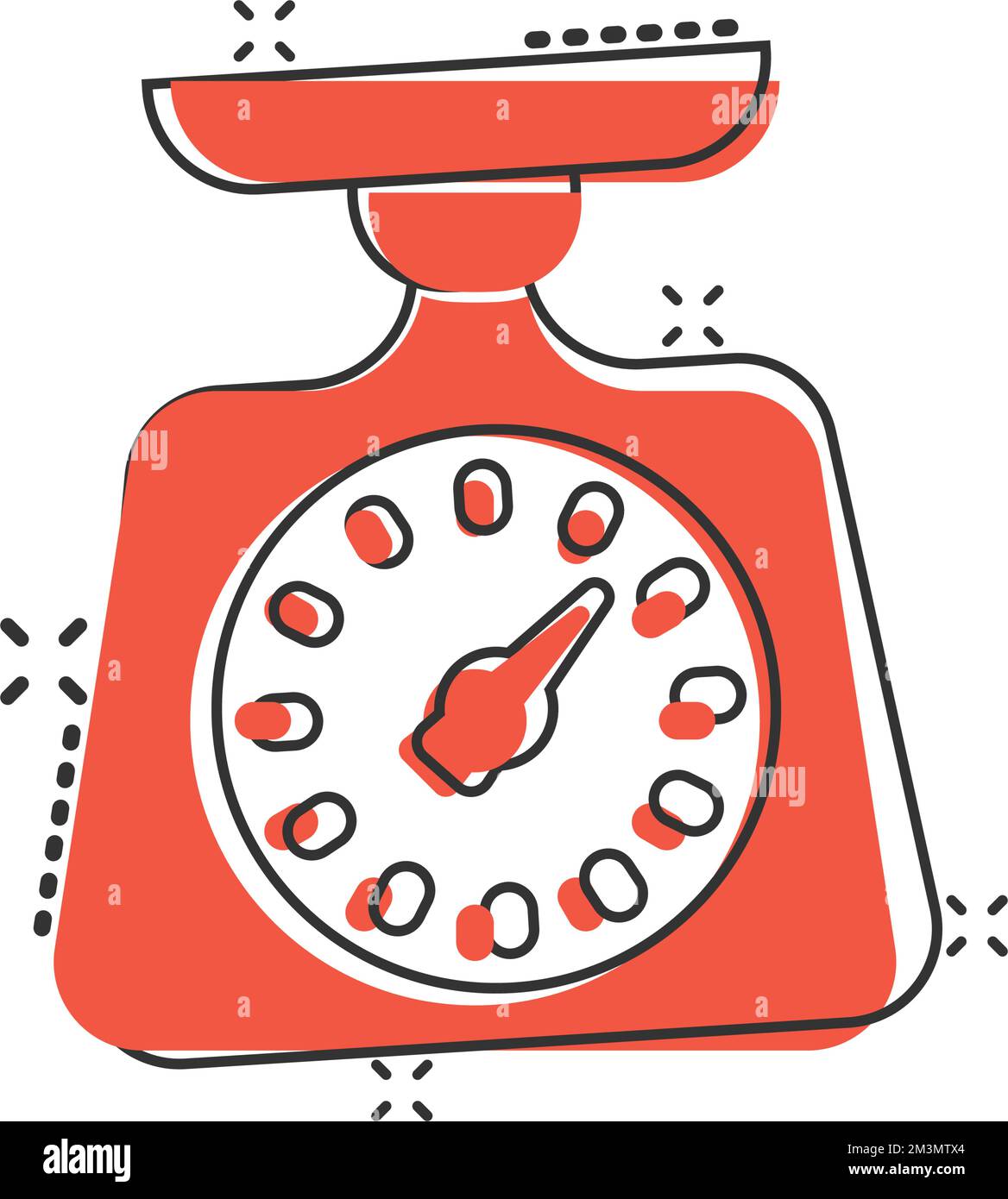 Bathroom weight scale icon in comic style. Mass measurement cartoon