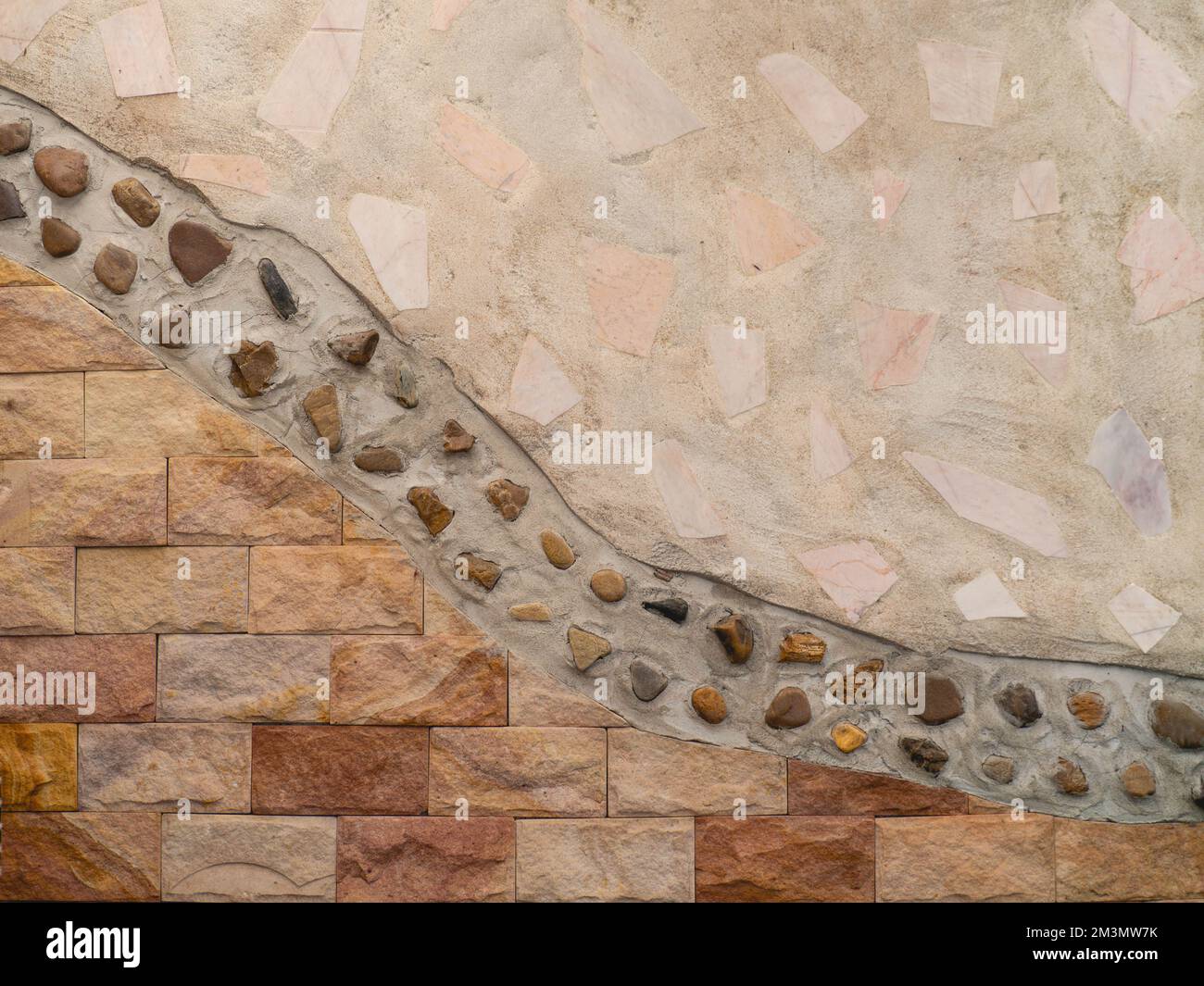 Beautifully arranged cement and stone wallpapers. Stock Photo