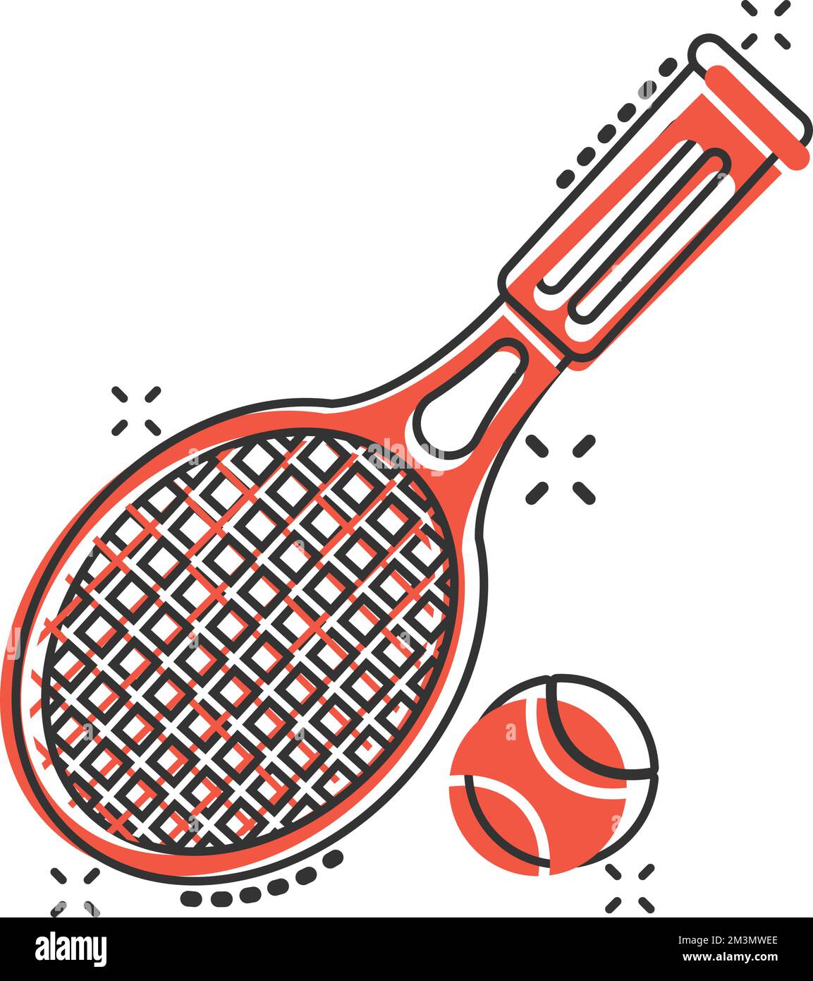 Tennis racket icon in comic style. Gaming racquet cartoon vector  illustration on isolated background. Sport activity splash effect sign  business conce Stock Vector Image & Art - Alamy