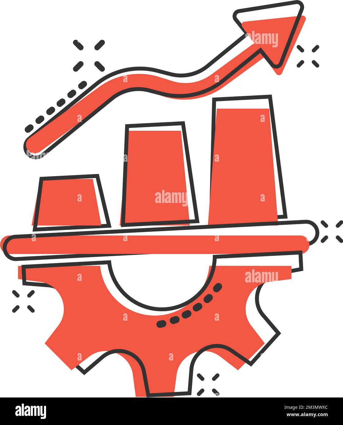 Productivity icon in comic style. Process strategy cartoon vector ...