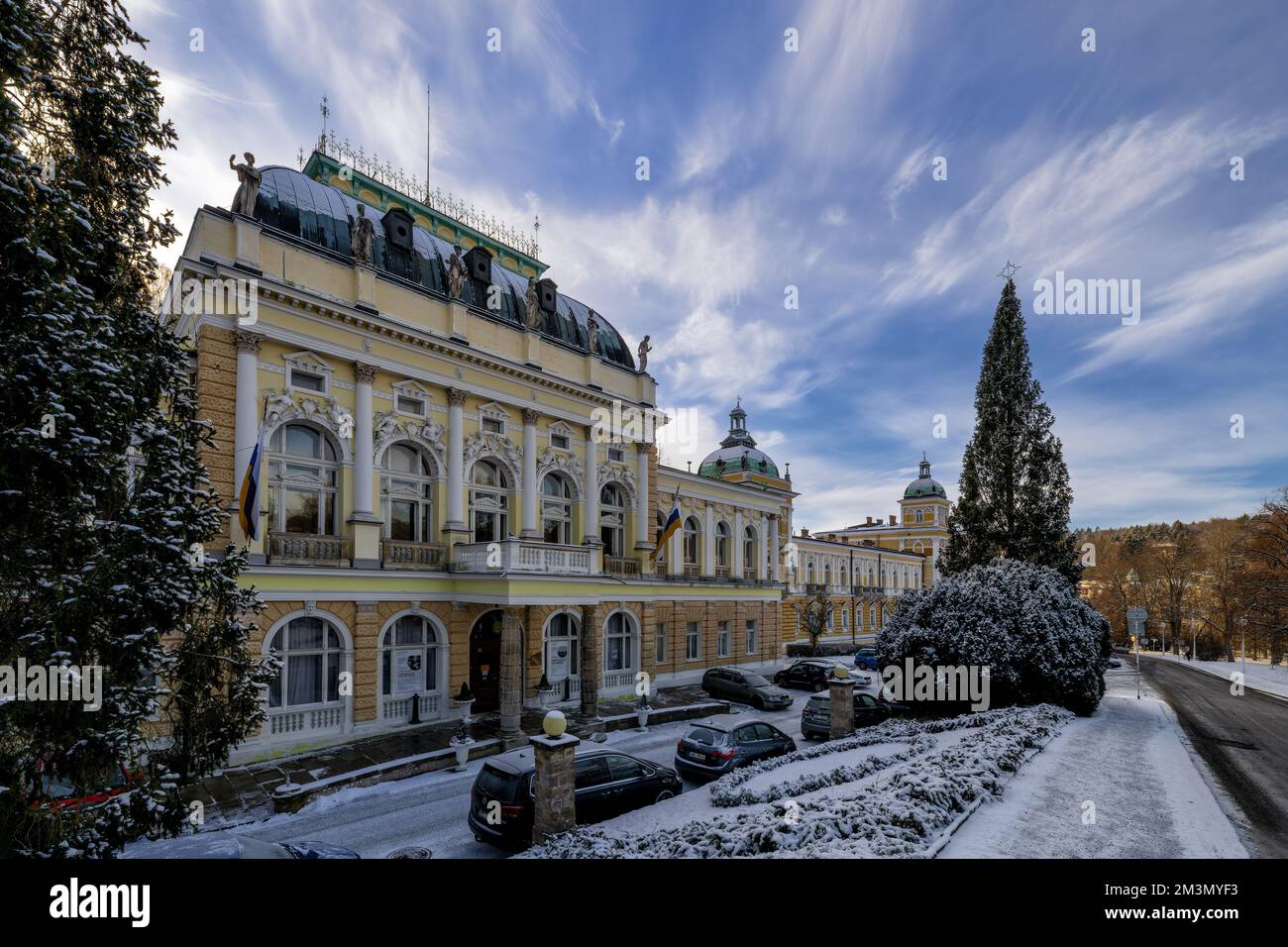 Building of Casino Cultural and Conference Centre (Spolecensky dum Casino) in Mariánské Lázně (Marienbad) - winter sunny day in spa city - Stock Image