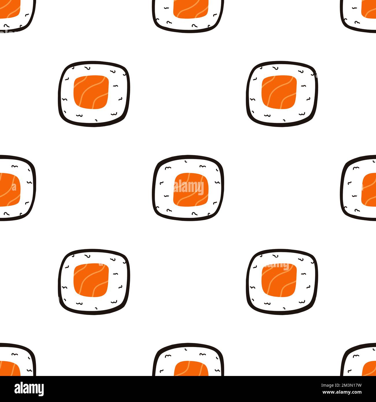 Seamless pattern with sushi. Hand drawn vector background with