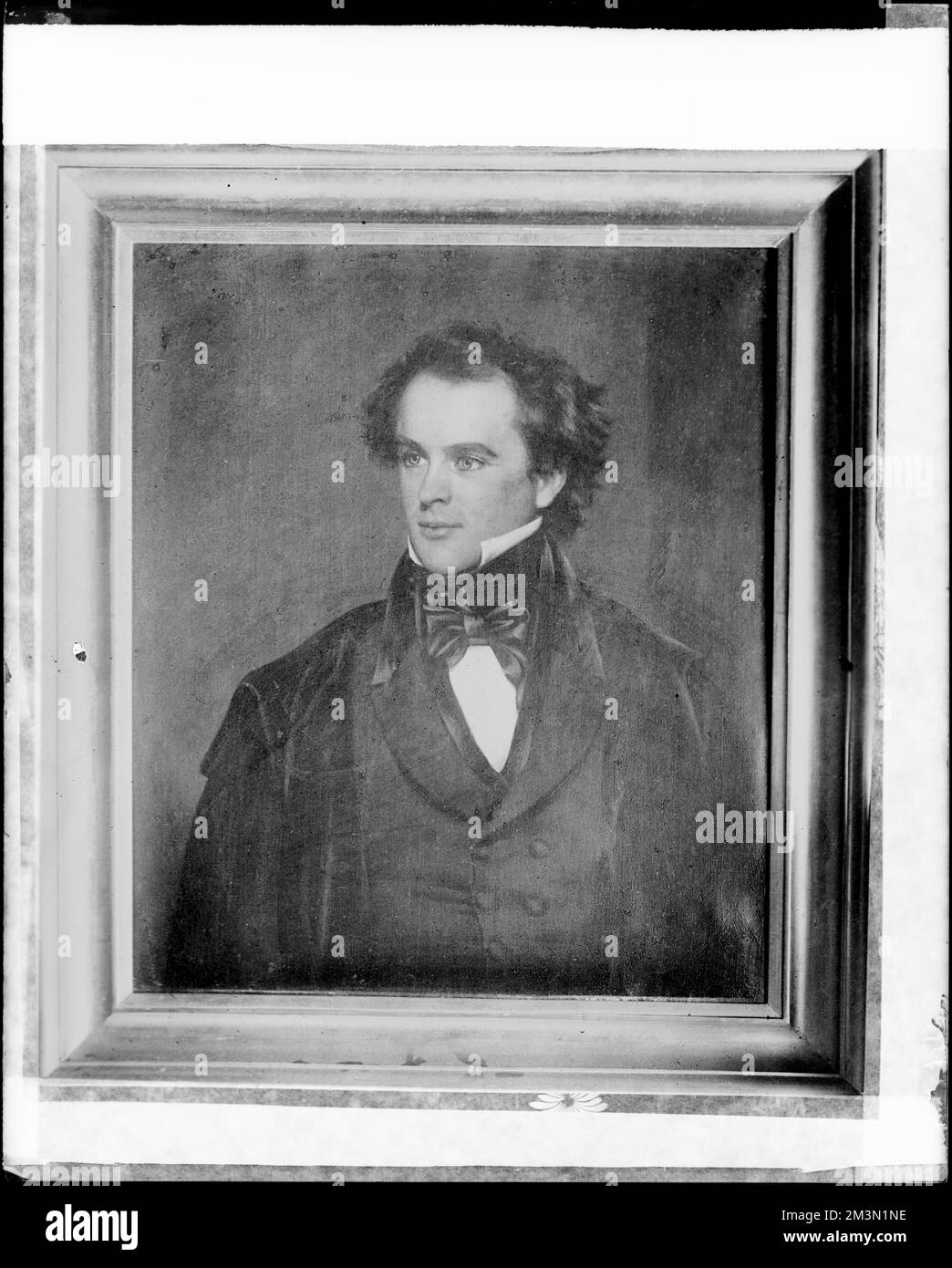 Portrait, Nathaniel Hawthorne, from portrait by Charles Osgood , Portrait paintings, Hawthorne, Nathaniel, 1804-1864. Frank Cousins Glass Plate Negatives Collection Stock Photo