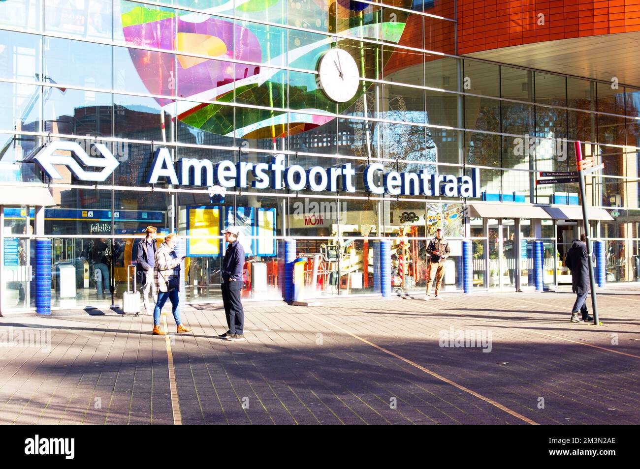 Amersfoort, Netherlands - November 13, 2022: Main entrance of central station Amersfoort with people Stock Photo