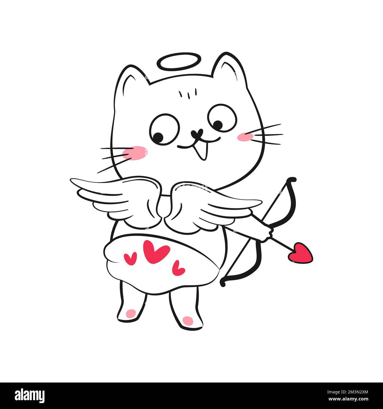 Cute cupid doodle cat. Valentine day illustration Stock Vector Image & Art Alamy